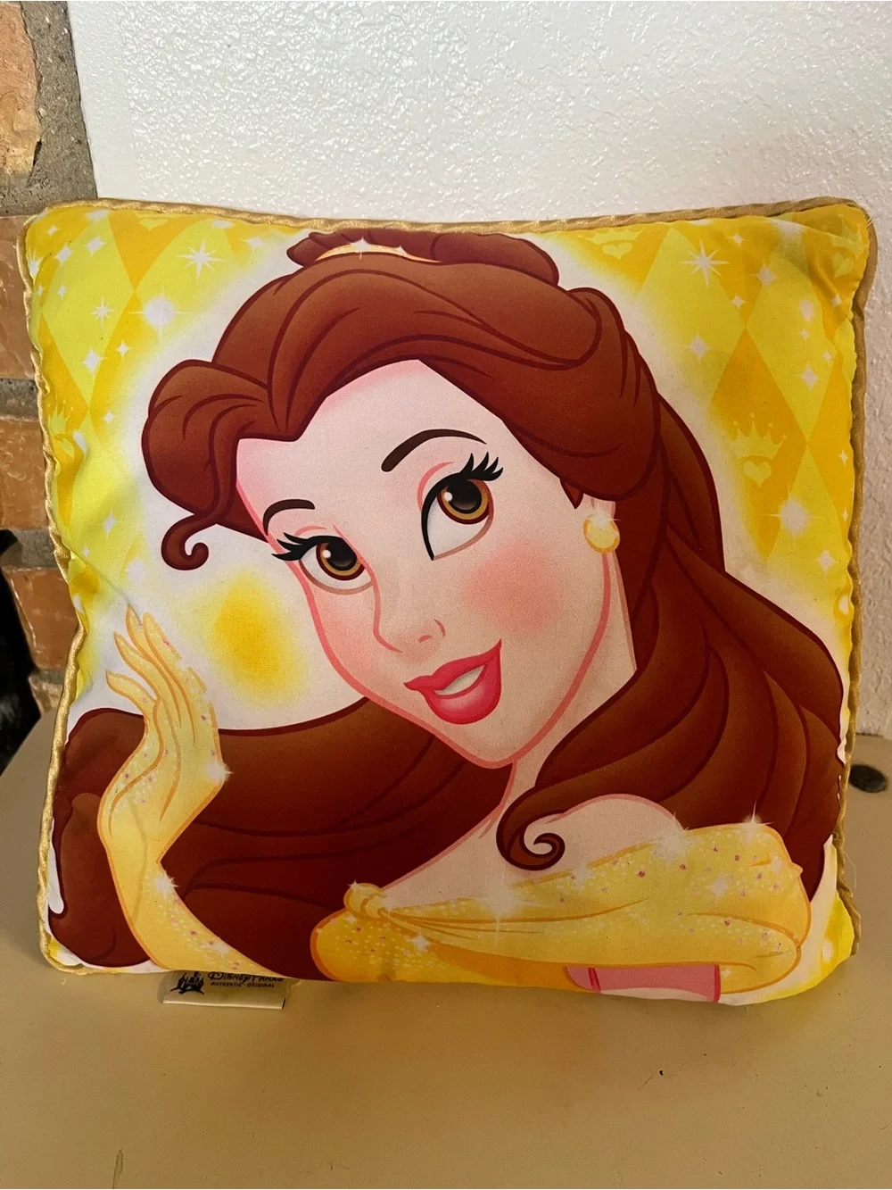 Disney Belle Yellow and Brown Princess Decorative Pillow L356